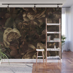 Moody Flower Garden Baroque Opulence Brown Wall Mural Gallery Image 1