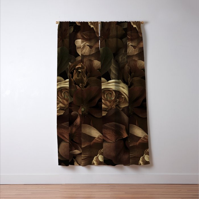 Moody Flower Garden Baroque Opulence Brown Window Curtain Gallery Image 3
