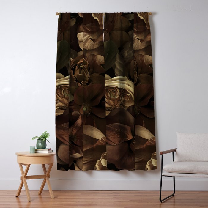 Moody Flower Garden Baroque Opulence Brown Window Curtain Gallery Image 5
