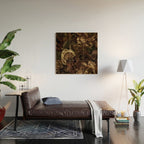 Moody Flower Garden Baroque Opulence Brown Wood Wall Art Gallery Image 2