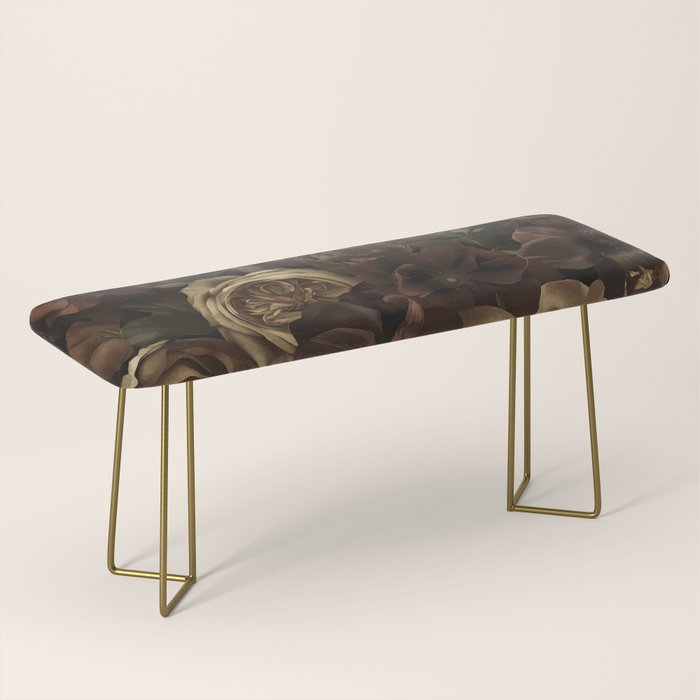 Moody Flower Garden Baroque Opulence Brown Bench Gallery Image 2