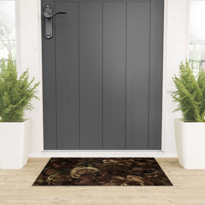 Moody Flower Garden Baroque Opulence Brown Welcome Mat Gallery Image 3