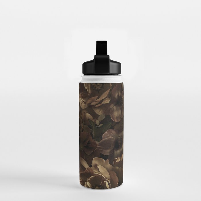 Moody Flower Garden Baroque Opulence Brown Water Bottle Gallery Image 2
