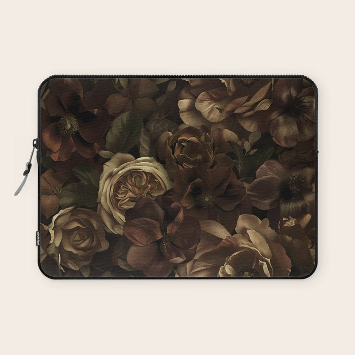 Moody Flower Garden Baroque Opulence Brown Laptop Sleeve Gallery Image 1
