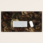 Moody Flower Garden Baroque Opulence Brown Desk Mat Gallery Image 1