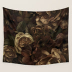 Moody Flower Garden Baroque Opulence Brown Wall Tapestry Gallery Image 4
