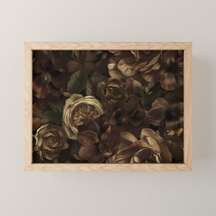 Moody Flower Garden Baroque Opulence Brown Mini Art Print Gallery Image 1