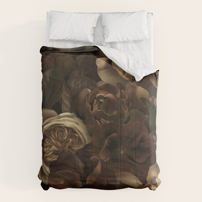 Moody Flower Garden Baroque Opulence Brown Comforter Gallery Image 6