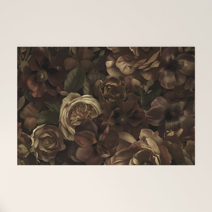 Moody Flower Garden Baroque Opulence Brown Welcome Mat Gallery Image 1