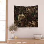 Moody Flower Garden Baroque Opulence Brown Wall Tapestry Gallery Image 2