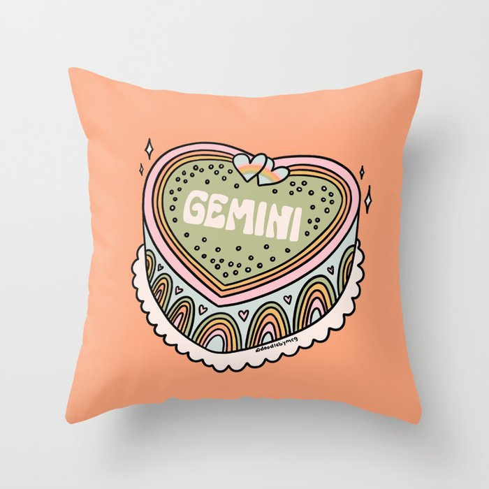 Gemini Heart Cake Throw Pillow Gallery Image 6