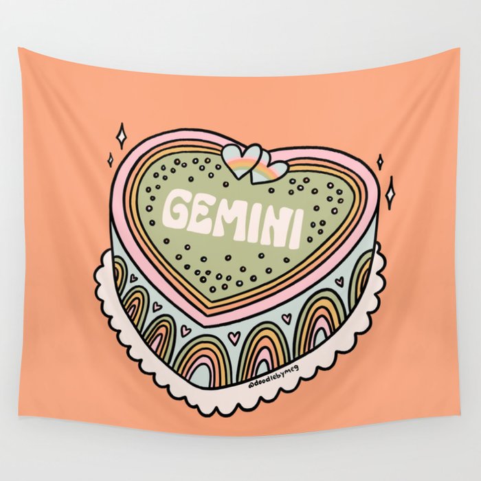 Gemini Heart Cake Wall Tapestry Gallery Image 4