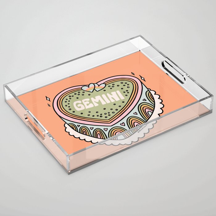 Gemini Heart Cake Acrylic Tray Gallery Image 1