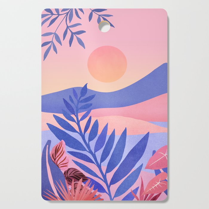 Hawaiian Sunset Tropical Landscape Cutting Board Gallery Image 1