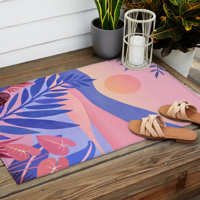 Hawaiian Sunset Tropical Landscape Outdoor Rug Gallery Image 2