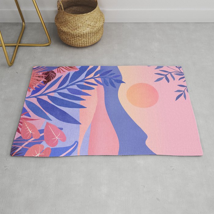 Hawaiian Sunset Tropical Landscape Rug Gallery Image 1
