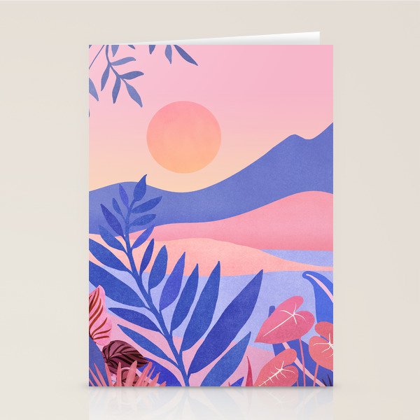 Hawaiian Sunset Tropical Landscape Stationery Card Gallery Image 1
