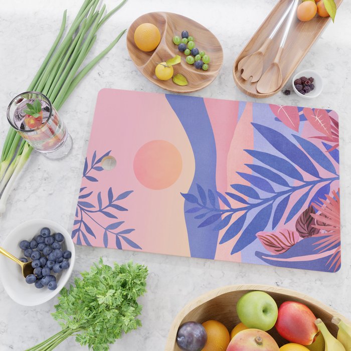 Hawaiian Sunset Tropical Landscape Cutting Board Gallery Image 2