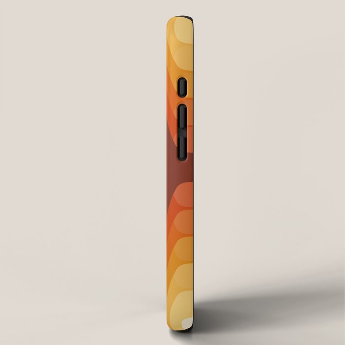 Retro 70s Style Geometric Sonic Wave Pattern 222 Orange Brown and Yellow iPhone Case Gallery Image 2