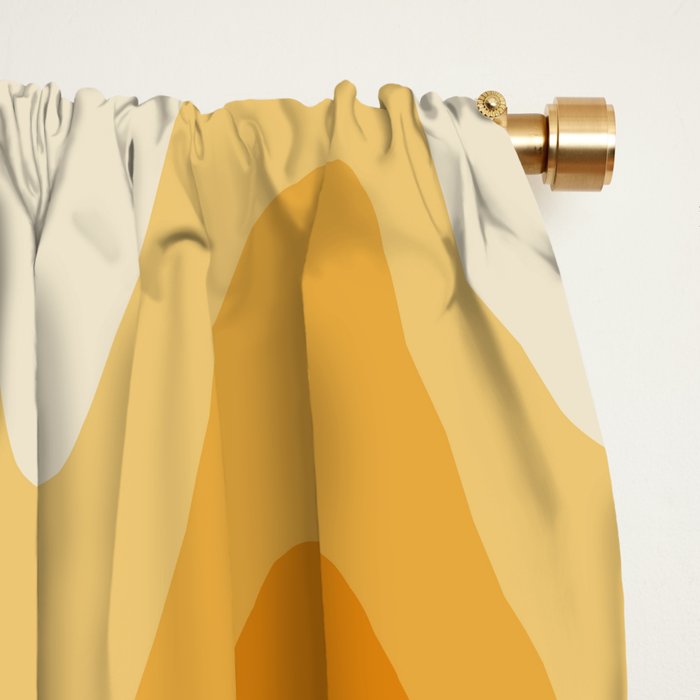 Retro 70s Style Geometric Sonic Wave Pattern 222 Orange Brown and Yellow Window Curtain Gallery Image 2