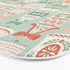 Folk Art Holiday Bells - Light Green Bath Mat Gallery Image 3