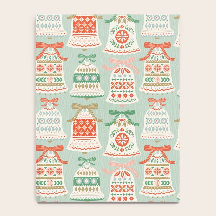Folk Art Holiday Bells - Light Green Notebook Gallery Image 4