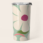 Wild Daisies - pastel green & pink Travel Mug Gallery Image 2