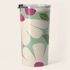 Wild Daisies - pastel green & pink Travel Mug Gallery Image 3