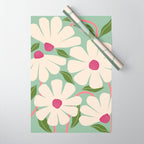 Wild Daisies - pastel green & pink Wrapping Paper Gallery Image 1