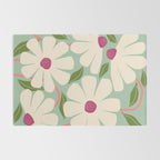 Wild Daisies - pastel green & pink Rug Gallery Image 2