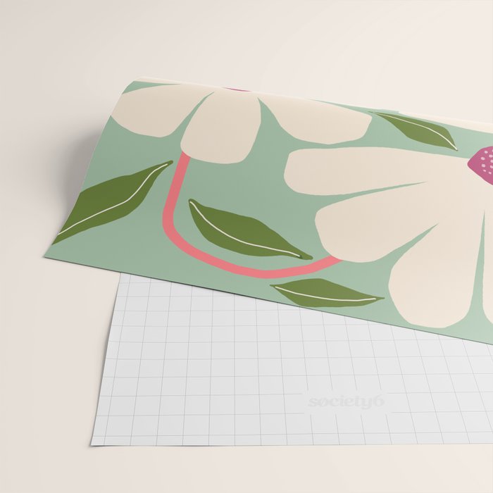 Wild Daisies - pastel green & pink Wrapping Paper Gallery Image 2