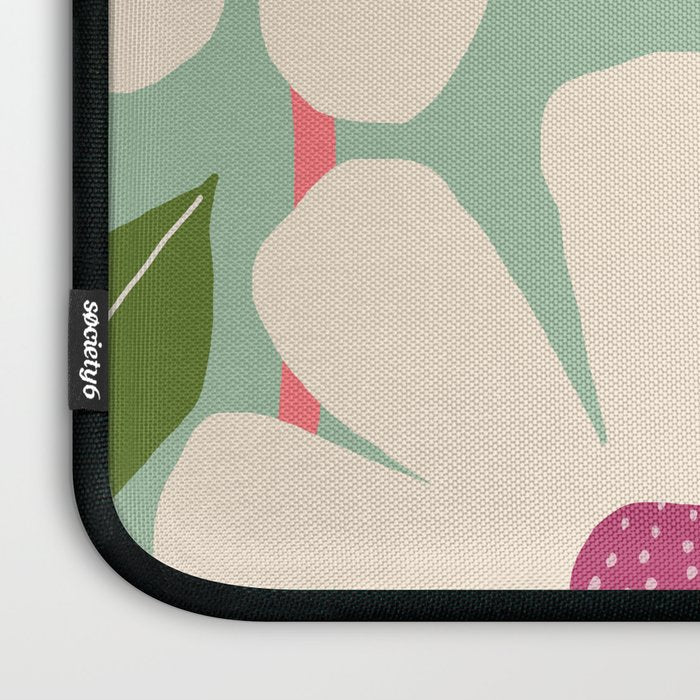 Wild Daisies - pastel green & pink Laptop Sleeve Gallery Image 3