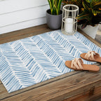 Baby blue watercolor herringbone  Outdoor Rug Gallery Image 2