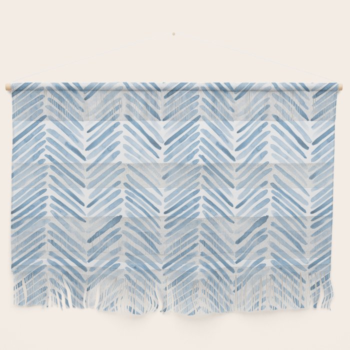 Baby blue watercolor herringbone  Wall Hanging Gallery Image 1
