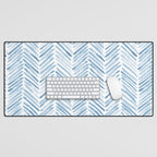 Baby blue watercolor herringbone  Desk Mat Gallery Image 1
