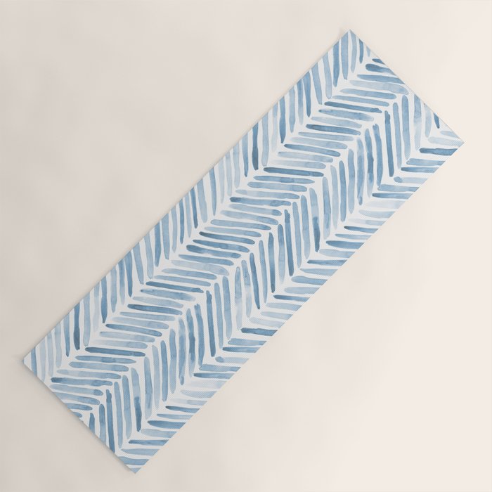 Baby blue watercolor herringbone  Yoga Mat Gallery Image 1