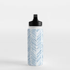Baby blue watercolor herringbone  Water Bottle Gallery Image 3