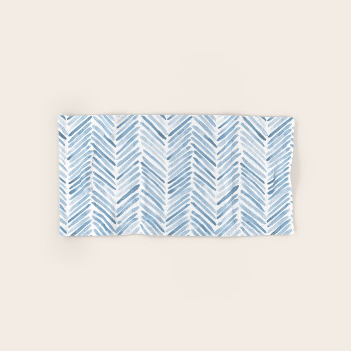 Baby blue watercolor herringbone  Bath Towel Gallery Image 1
