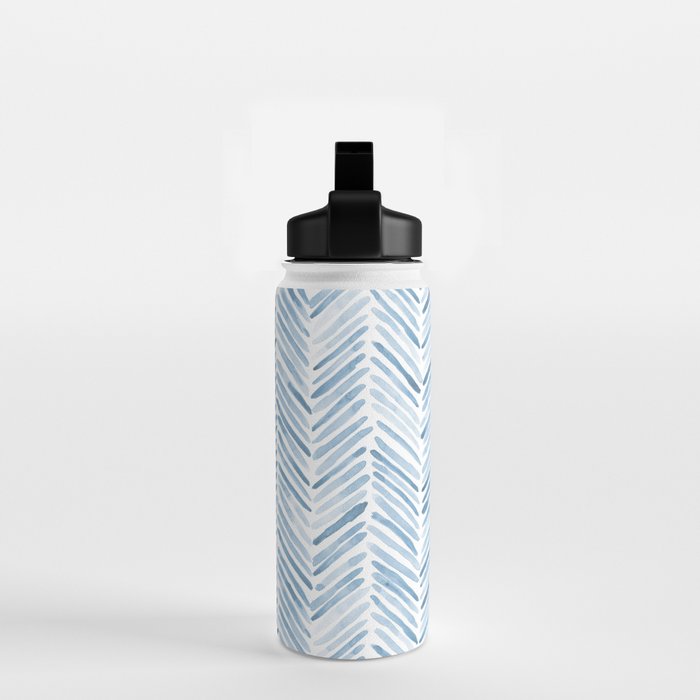 Baby blue watercolor herringbone  Water Bottle Gallery Image 2