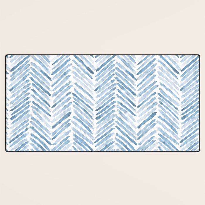 Baby blue watercolor herringbone  Desk Mat Gallery Image 3