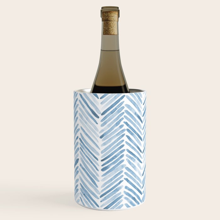 Baby blue watercolor herringbone  Wine Chiller Gallery Image 1