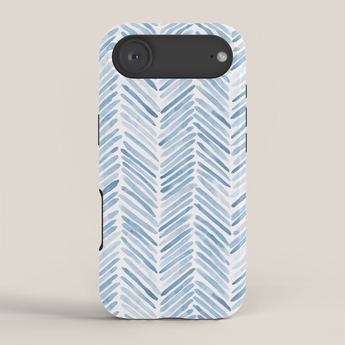 Baby blue watercolor herringbone  iPhone Case Gallery Image 2