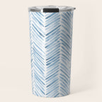 Baby blue watercolor herringbone  Travel Mug Gallery Image 1