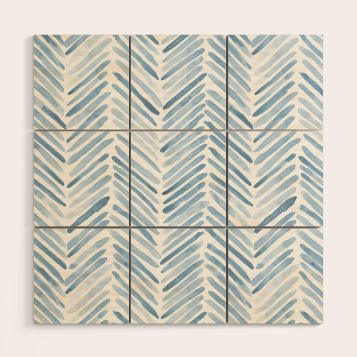 Baby blue watercolor herringbone  Wood Wall Art Gallery Image 1