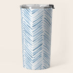 Baby blue watercolor herringbone  Travel Mug Gallery Image 2