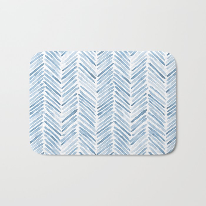 Baby blue watercolor herringbone  Bath Mat Gallery Image 1