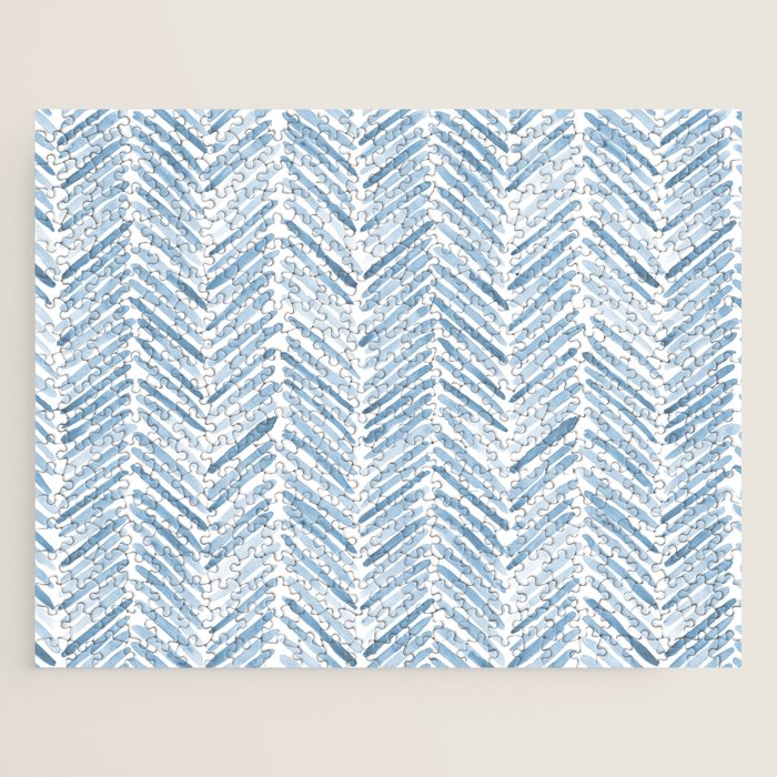 Baby blue watercolor herringbone  Jigsaw Puzzle Gallery Image 1