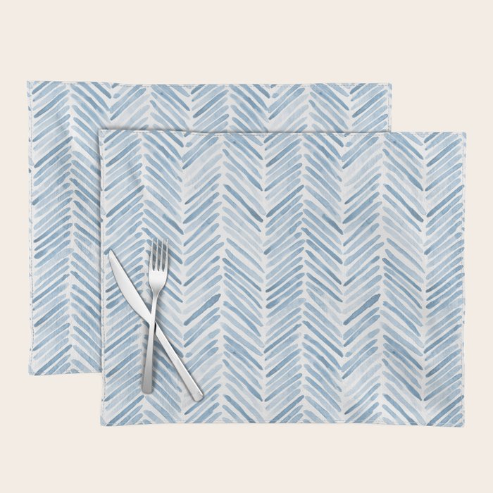 Baby blue watercolor herringbone  Placemat Gallery Image 1
