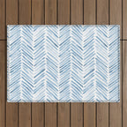 Baby blue watercolor herringbone  Outdoor Rug Gallery Image 1