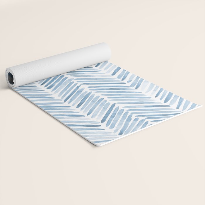 Baby blue watercolor herringbone  Yoga Mat Gallery Image 2